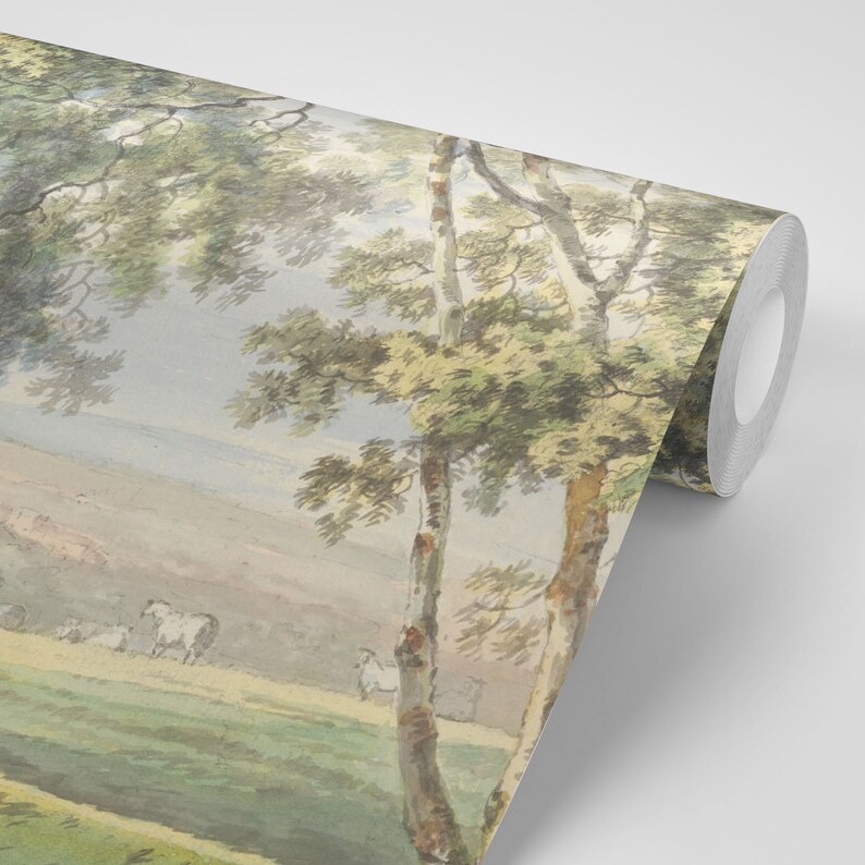 Timeless Scenic Wall Mural Vintage Forest Scene Wall Mural - Etsy