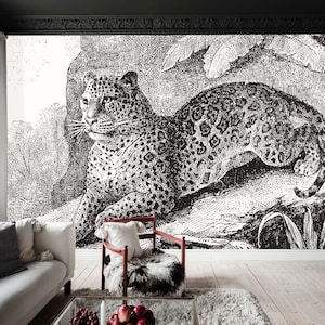 Jaguar Wallpaper, Tropical Wallpaper, Jungle Wall mural, Safari Wall décor, Tiger Nursery and room décor, Wall art