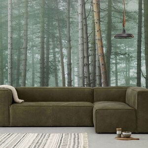Misty Forest Wall Mural, Landscape Wallpaper, Misty Forest Wallpaper ...