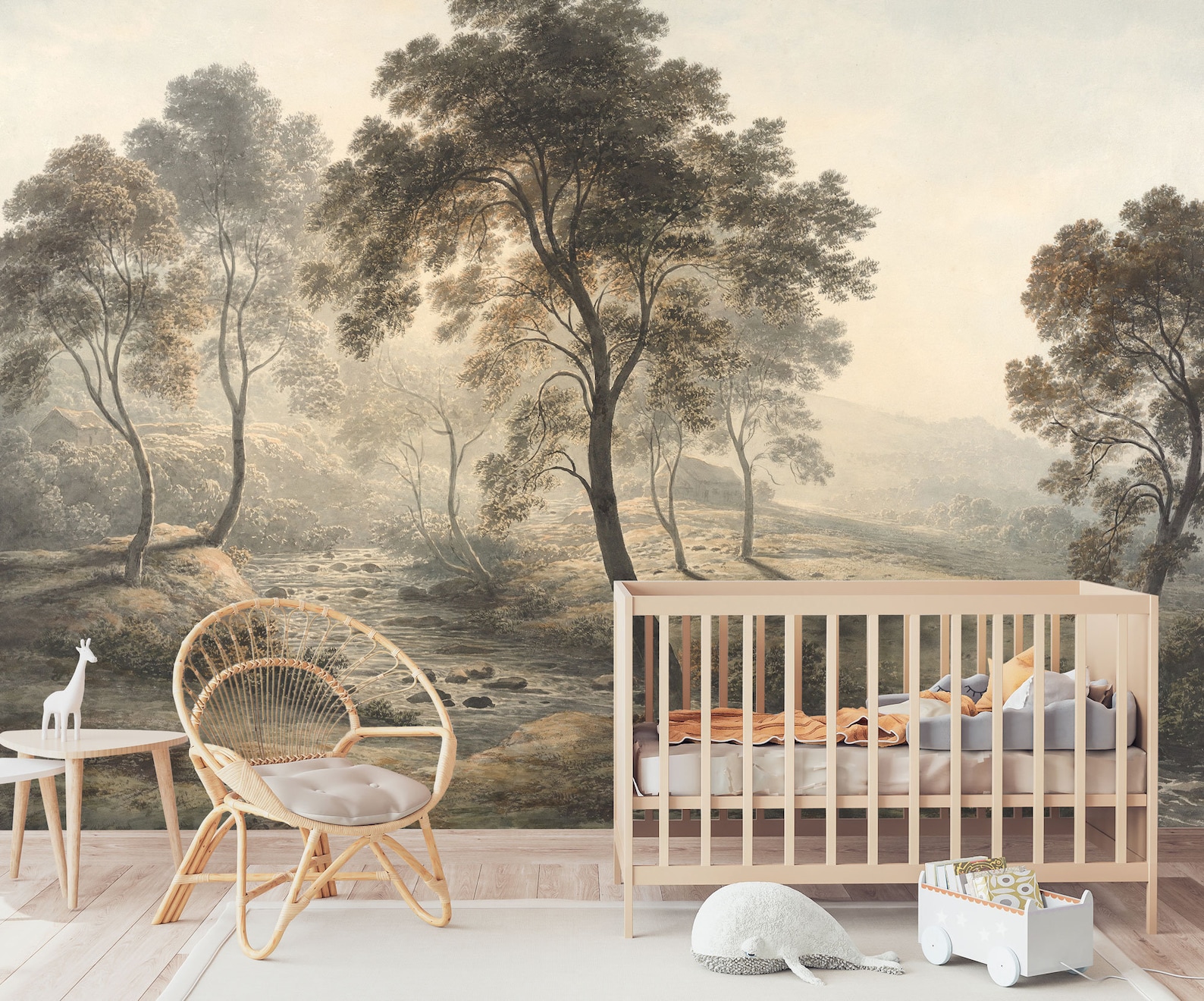Vintage Landscape Wall Mural Vintage Wallpaper Hand-painted - Etsy