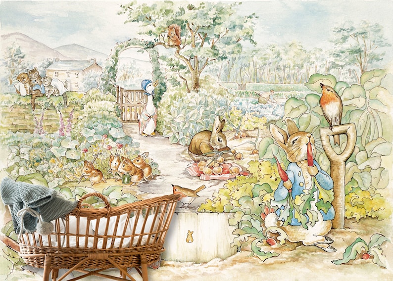 Peter the Rabbit Wall mural Vinyl Mural Wallpaper Wall Etsy