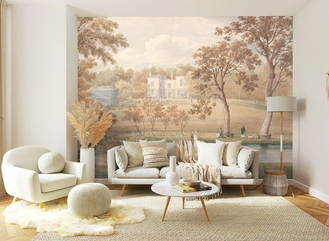 Vintage Scenic Wall Mural, Scenic Wall Mural, Vintage Landscape ...