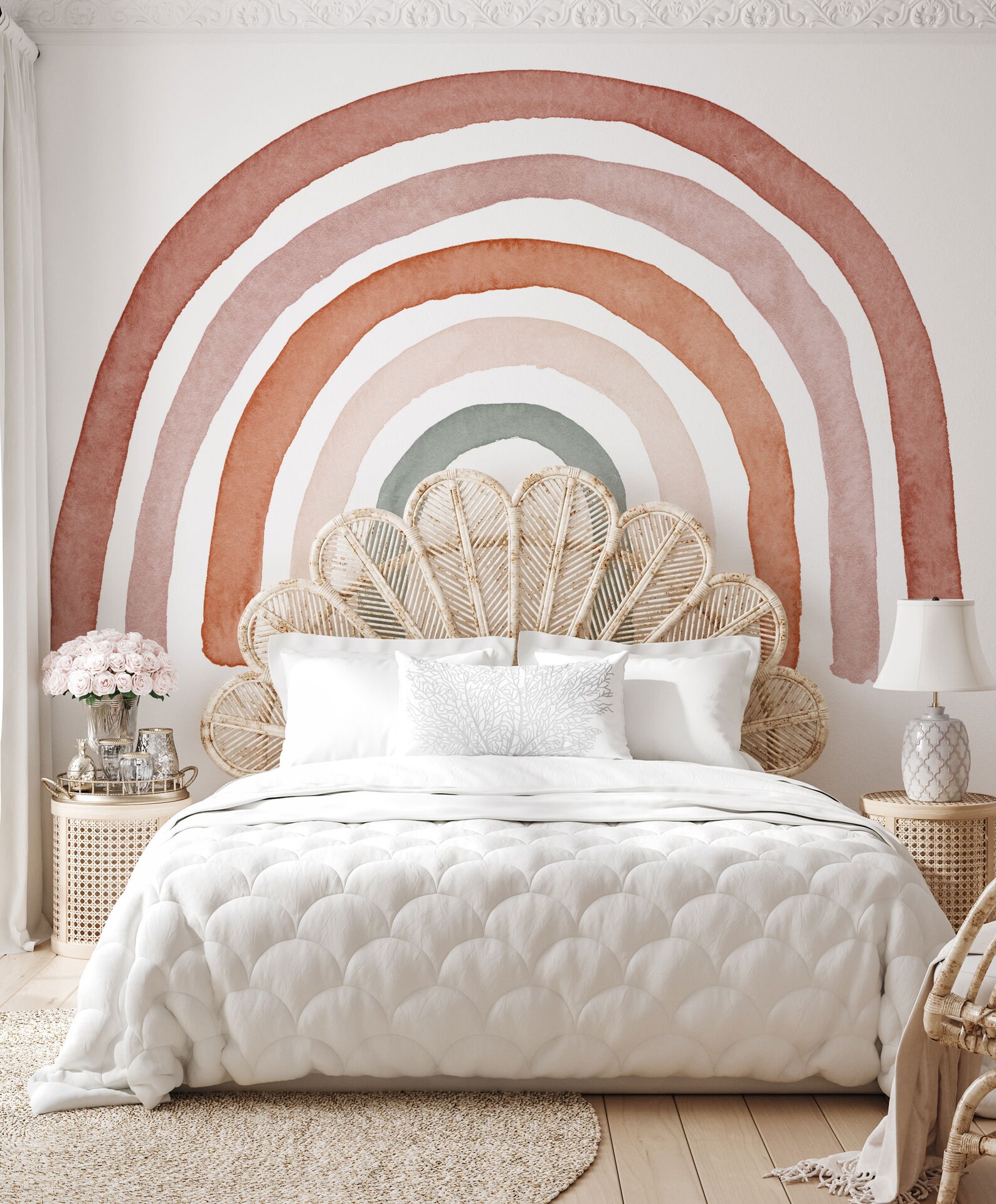 Watercolor Rainbow in Earthy Tones Wall Mural Boho Style - Etsy