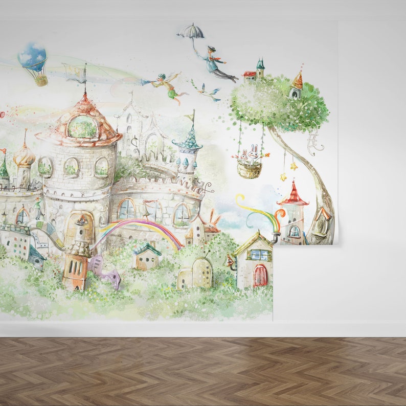 Fairy Tale Wall Mural Magical Hill Wall Mural Castle Etsy