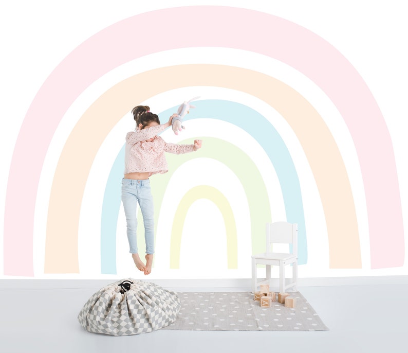 Rainbow in Muted Pastel Colors Wall Mural Rainbow ...