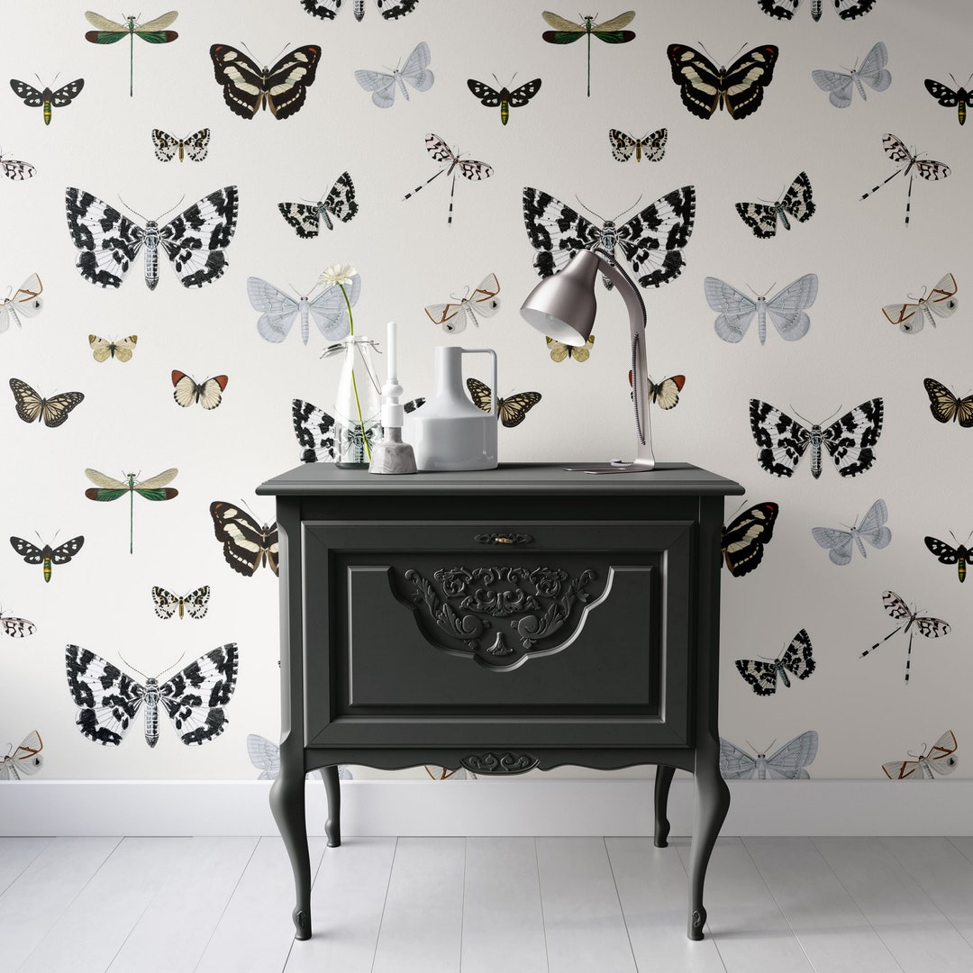 Vintage Butterflies and Moths Wall Mural, Butterfly Wall Mural, Vintage ...