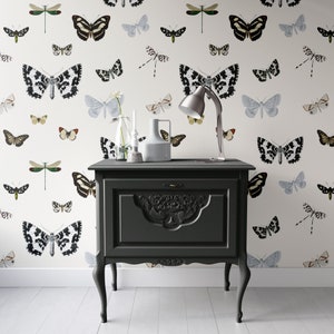 Vintage Butterflies and  Moths Wall Mural, Butterfly Wall Mural, Vintage Insects Wallpaper, Nursery and room décor, Statement Wallpaper