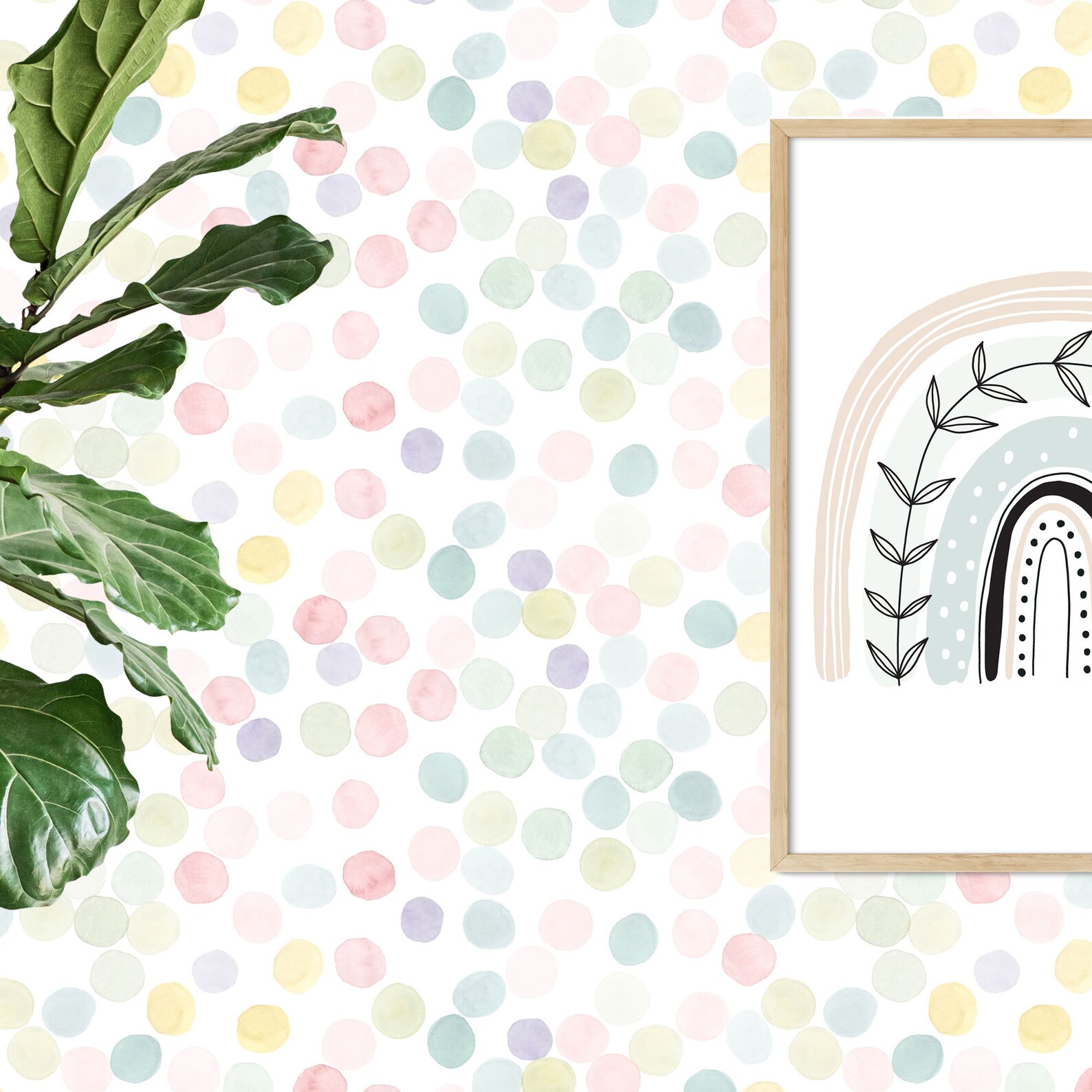 Watercolor Rainbow Dots Wall Mural Rainbow Spots Wallpaper - Etsy