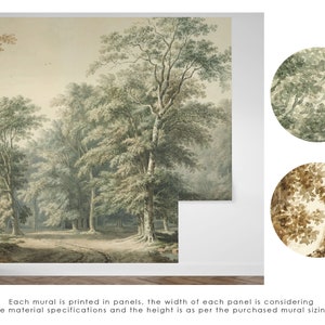 Vintage Scenic Wall Mural, Vintage Forest Scene Wall Mural, Vintage ...