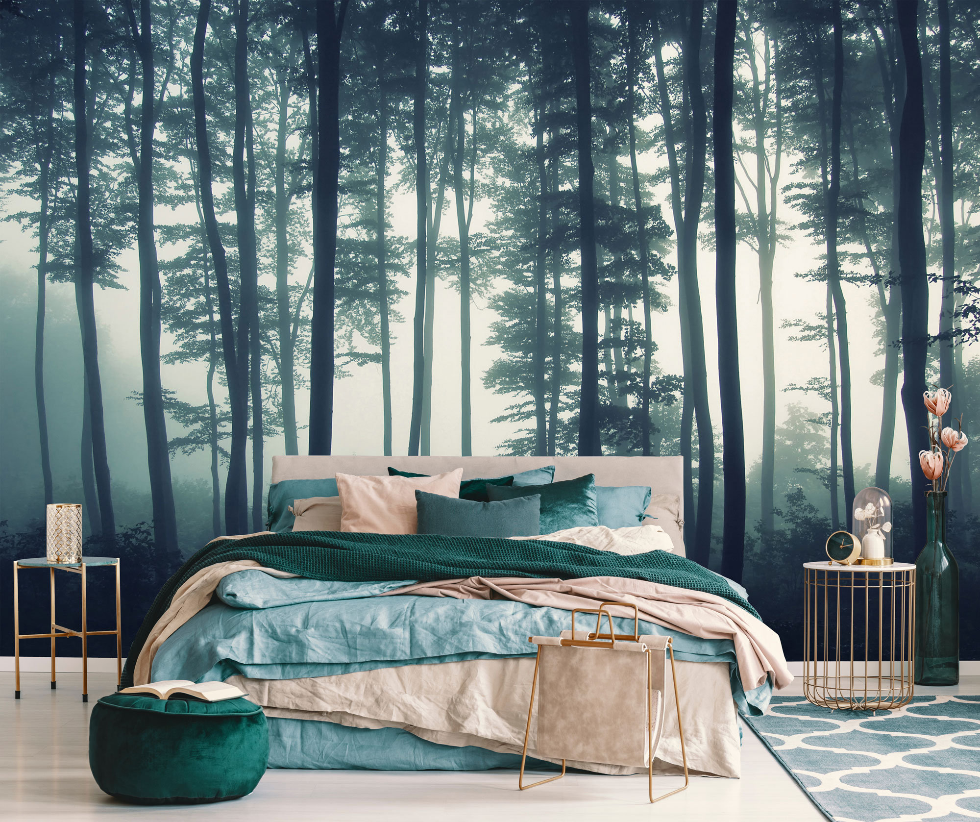 Misty Forest - Baby Blue – lovely wall mural – Photowall