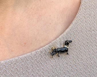 Sausage Dog Brooch Sausage Dog Pin Sausage Dog Gift Dachshund Gift Dachshund Pin Dachshund Brooch Animal Brooch Animal Pin Black Enamel