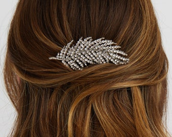 Wedding Hair Comb Vintage Hair Accessory Bride Hair Comb Bridesmaid Comb Wedding Guest Hair Accessory Silver Crystal Diamante Bridal Leaf