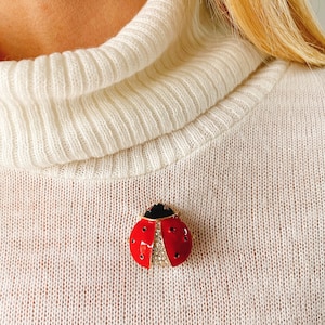 Ladybird Brooch Ladybug Pin Red Brooch Ladybird Pin Ladybug Brooch Enamel Pin Diamante Brooch Crystal Pin Gold Pin Red Brooch Red Pin