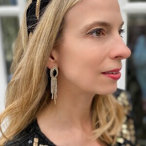 Statement Earrings Diamante Earrings Dangle Drop Earrings Blue Red Black Green Earrings Vintage Earrings Wedding Guest Earrings Prom