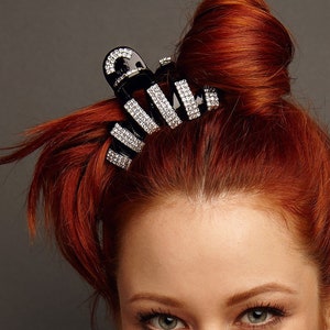 Crystal Hair Claw Clip Large Hair Clip Claw Black Hair Claw Rhinestone Hair Jaw Clip Diamante Hair Clamp Hair Clasp for Thick or Long Hair