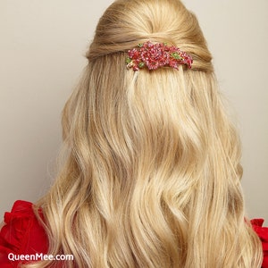 Flower Hair Clip Crystal Barrette Large Barrette Large Hair Clip Wedding Hair Clip Diamante Hair Clip Rhinestone Hair Clip Blue Pink Brown