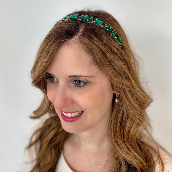 Green Headband Green Hair Band Jewelled Wedding Guest Headband
