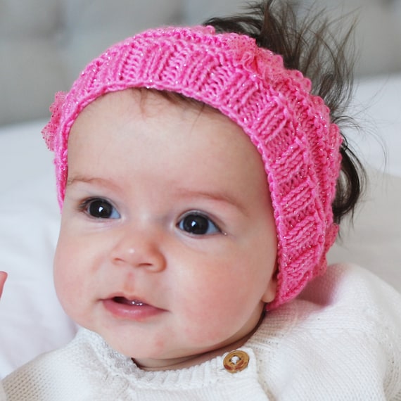 Cache oreille, headband bébé rose, accessoire d'hiver,bandeau