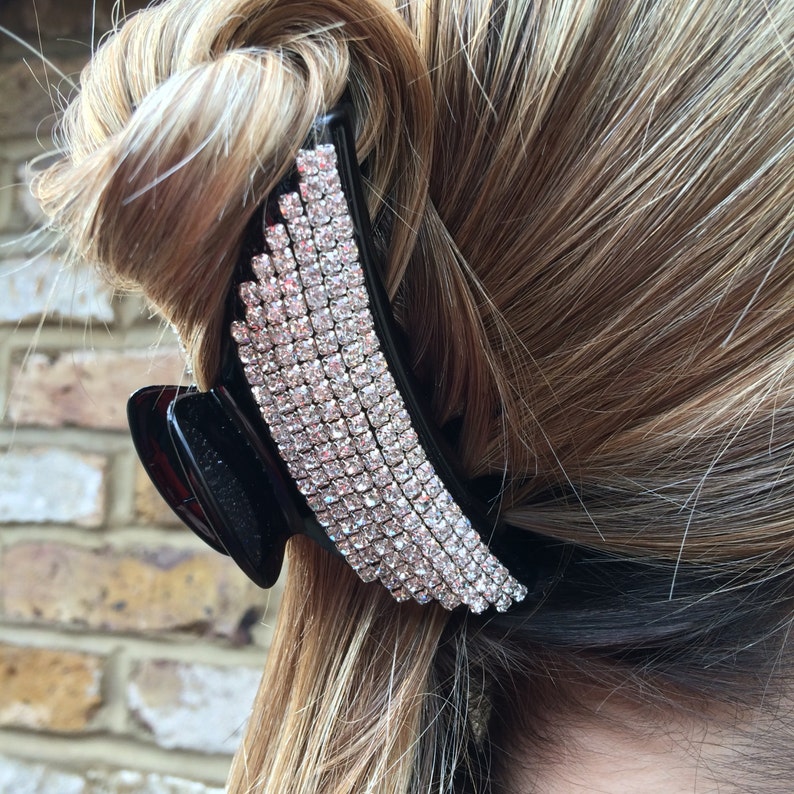 Crystal Hair Claw Black Hair Claw Clip Wedding Hair Claw Etsy