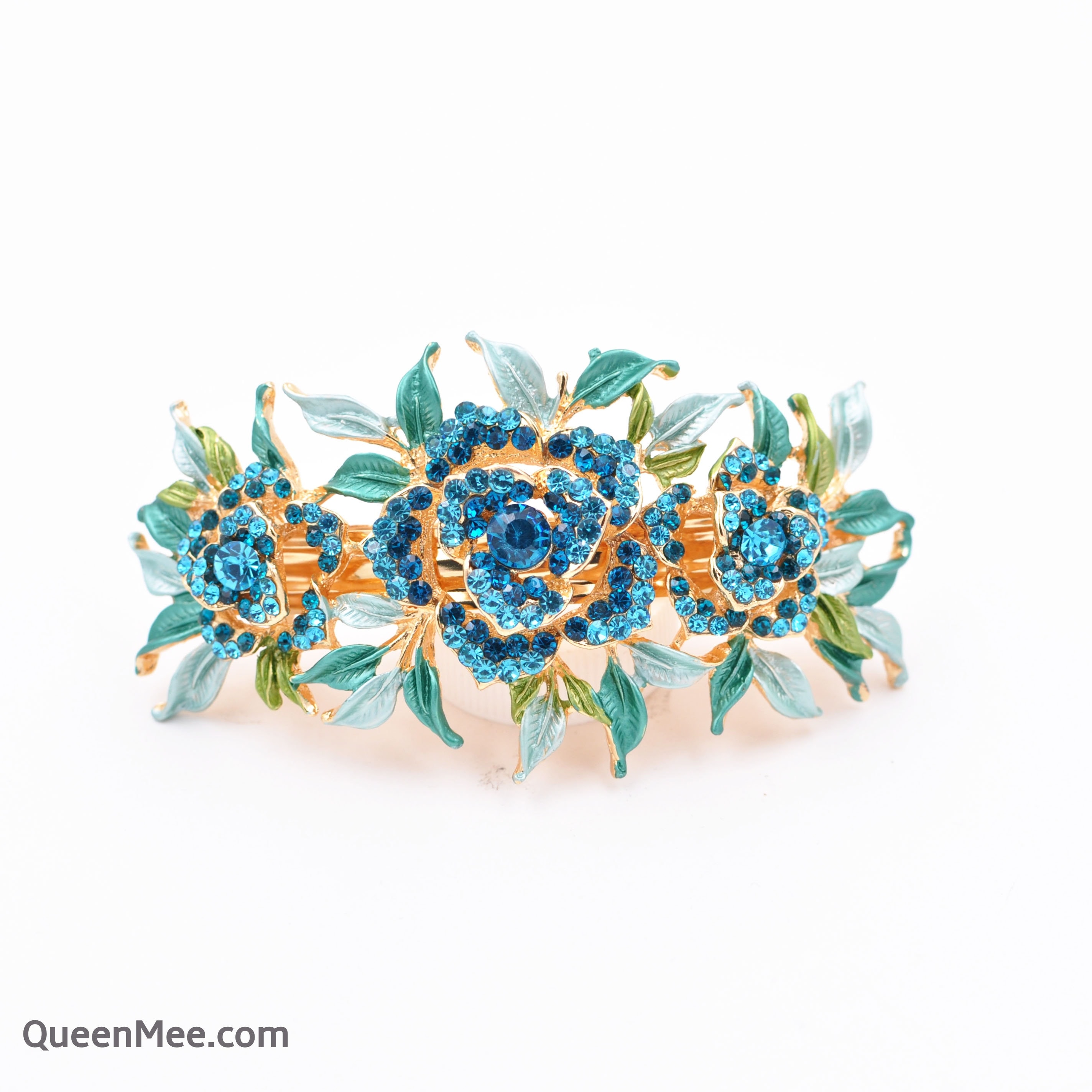 TseenYi Barrette Fleur Cristal Barrette Or Strass Pierre Précieuse Barrette Cheveux Cristal Vintage Barrette Clip Bling Bling Fleur Mariage Épingles Cheveux Pour Femmes Et Filles(Cristal Transparent