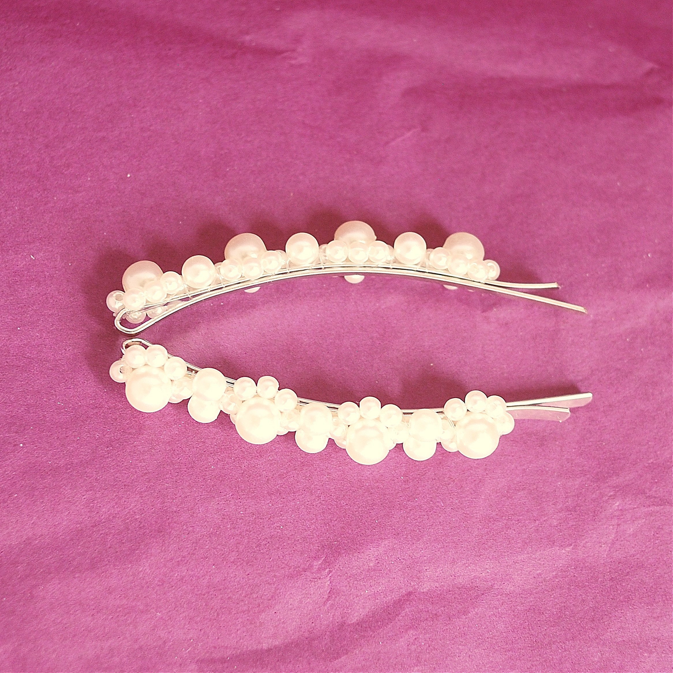 Pearl Hair Clips Set of Two Pearl Hair Slides Pearl Hair Grips Etsy UK