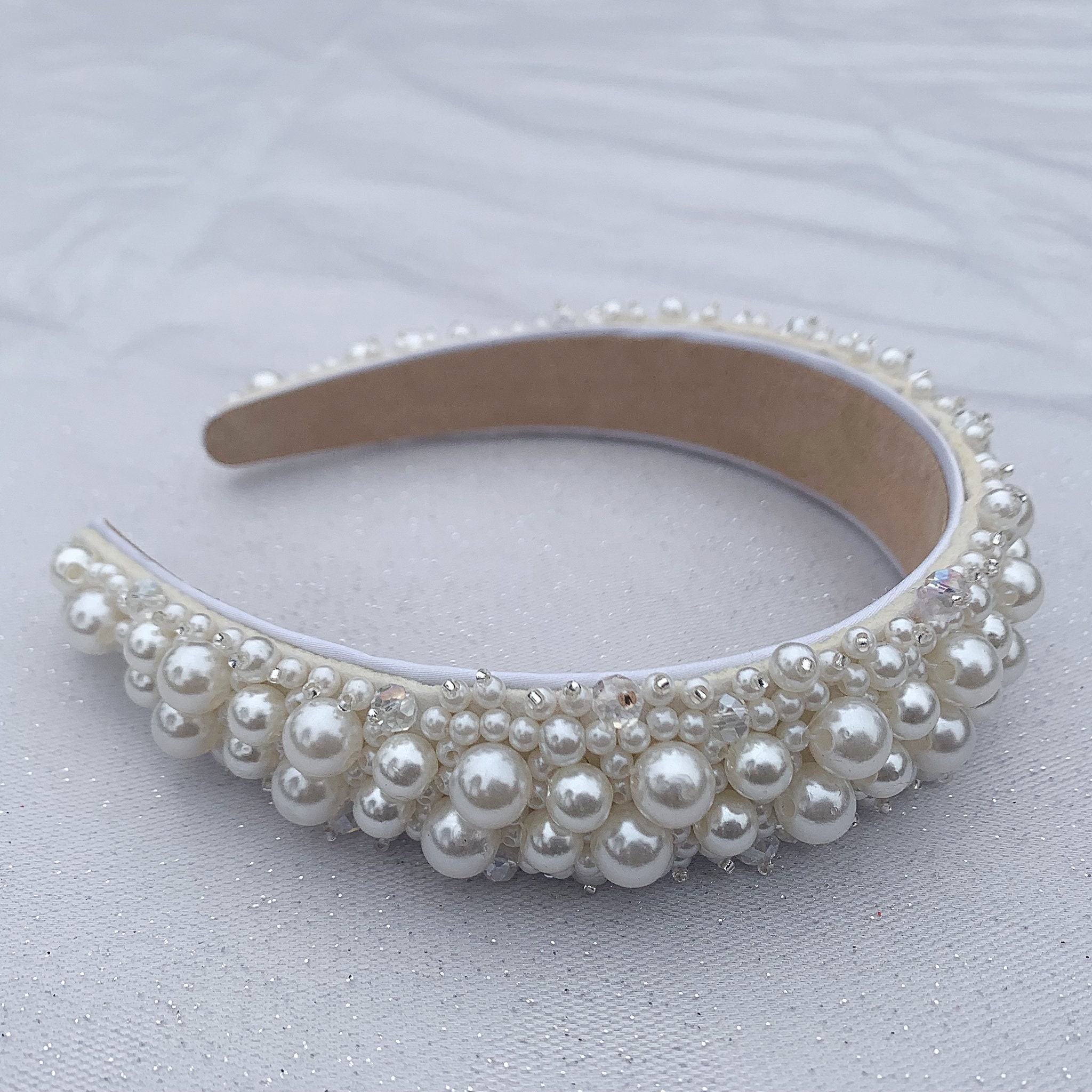 Pearl Headband Wedding Hair Pearl Hair Band Pink Headband Ivory