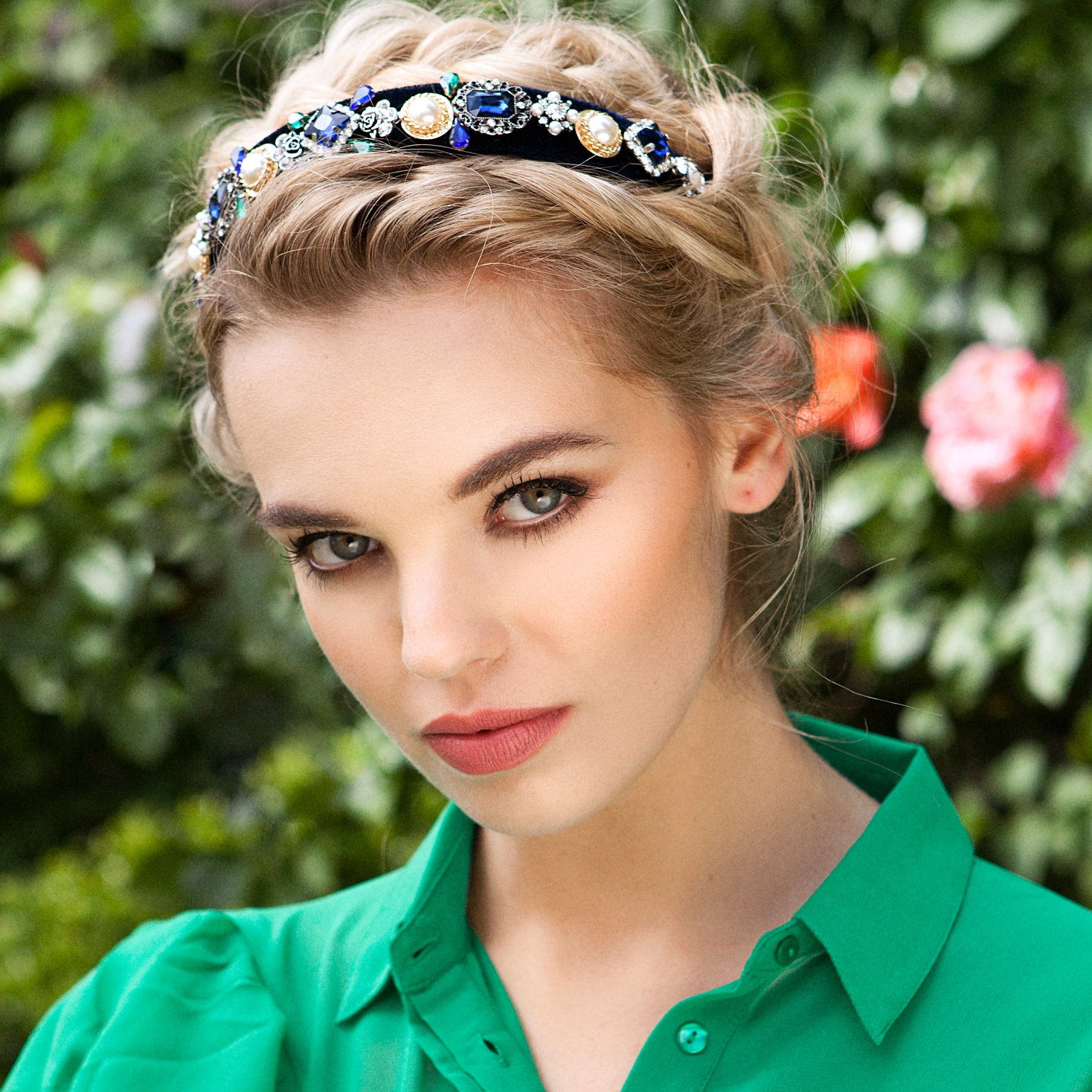 Wedding Guest Headband Jewelled Headband Blue Headband  display picture 2