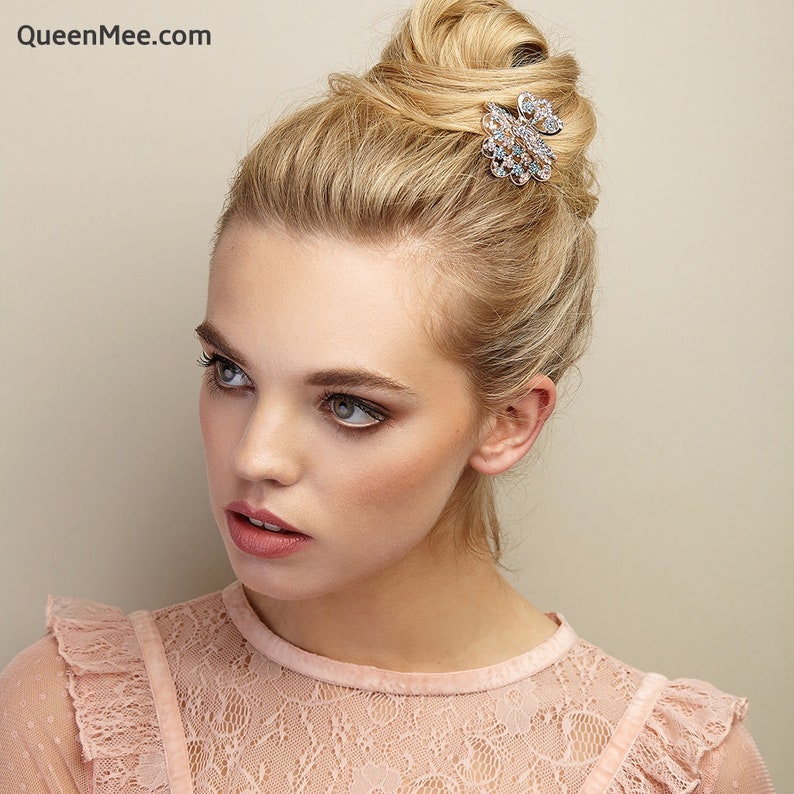 Rose Gold Hair Claw Clip Small Hair Clamp Rhinestone Hair Clip Etsy