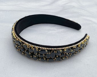 Black Party Headband Sparkly Black Hair Band Wedding Guest  display picture 3
