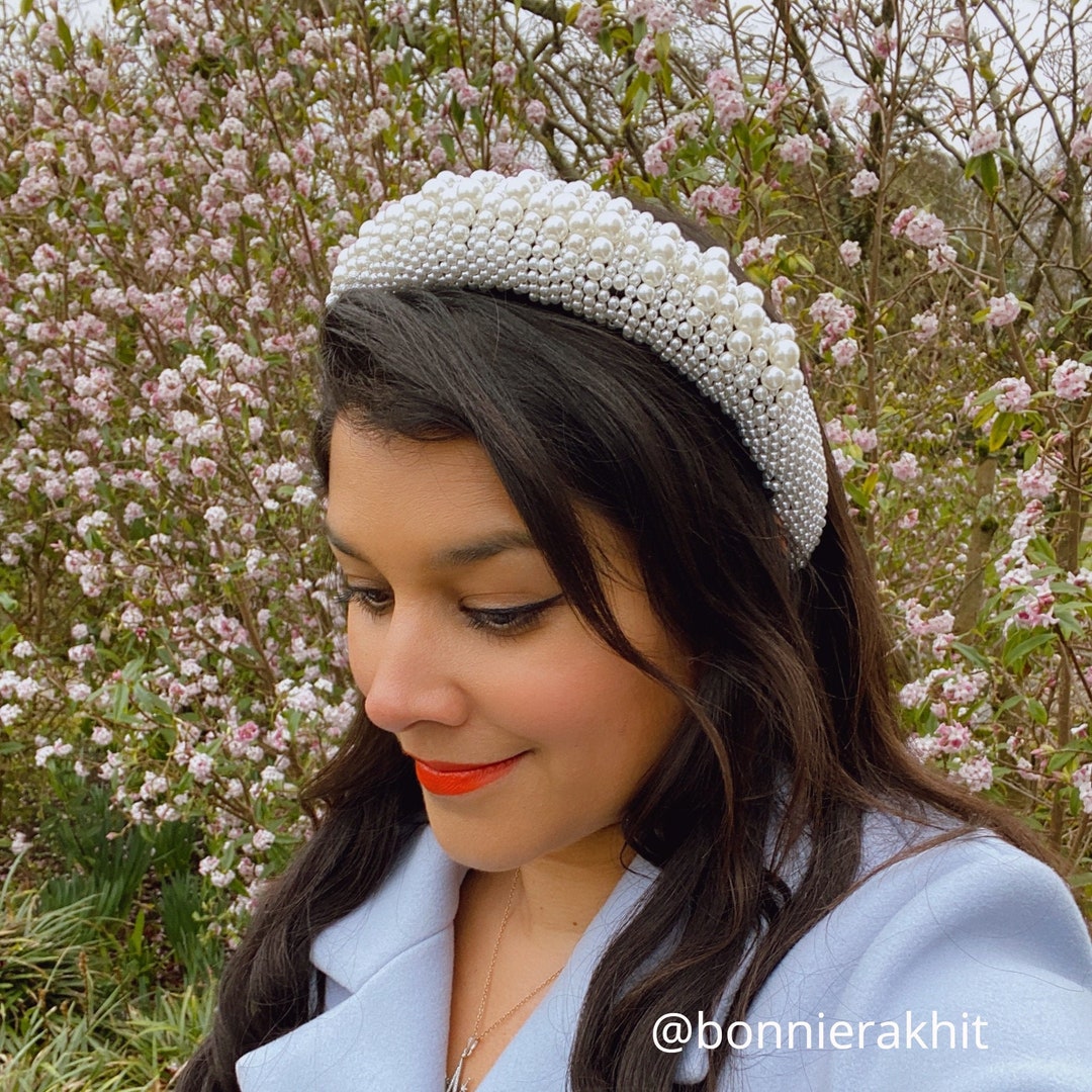 Pearl Headband Wedding Guest Headband Padded Headband Pearl  display picture 1