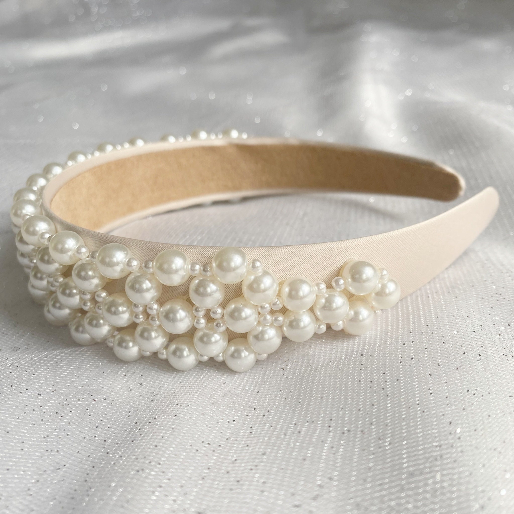 Pearl Headband Vintage Headband Pearl Hair Band Wedding Guest