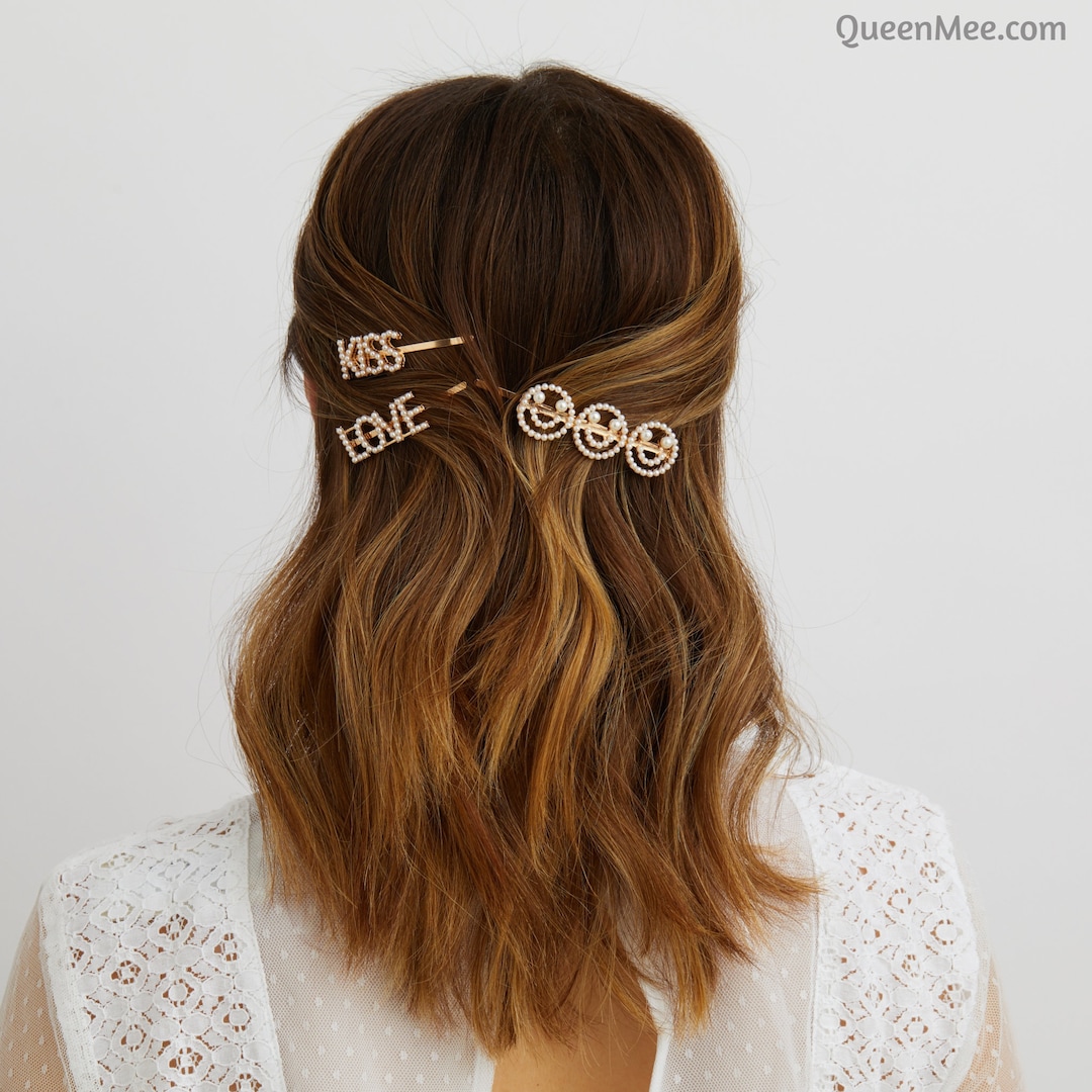 Love Hair Clip Set Pearl Bridesmaid Hair Clips Bridesmaid Hair