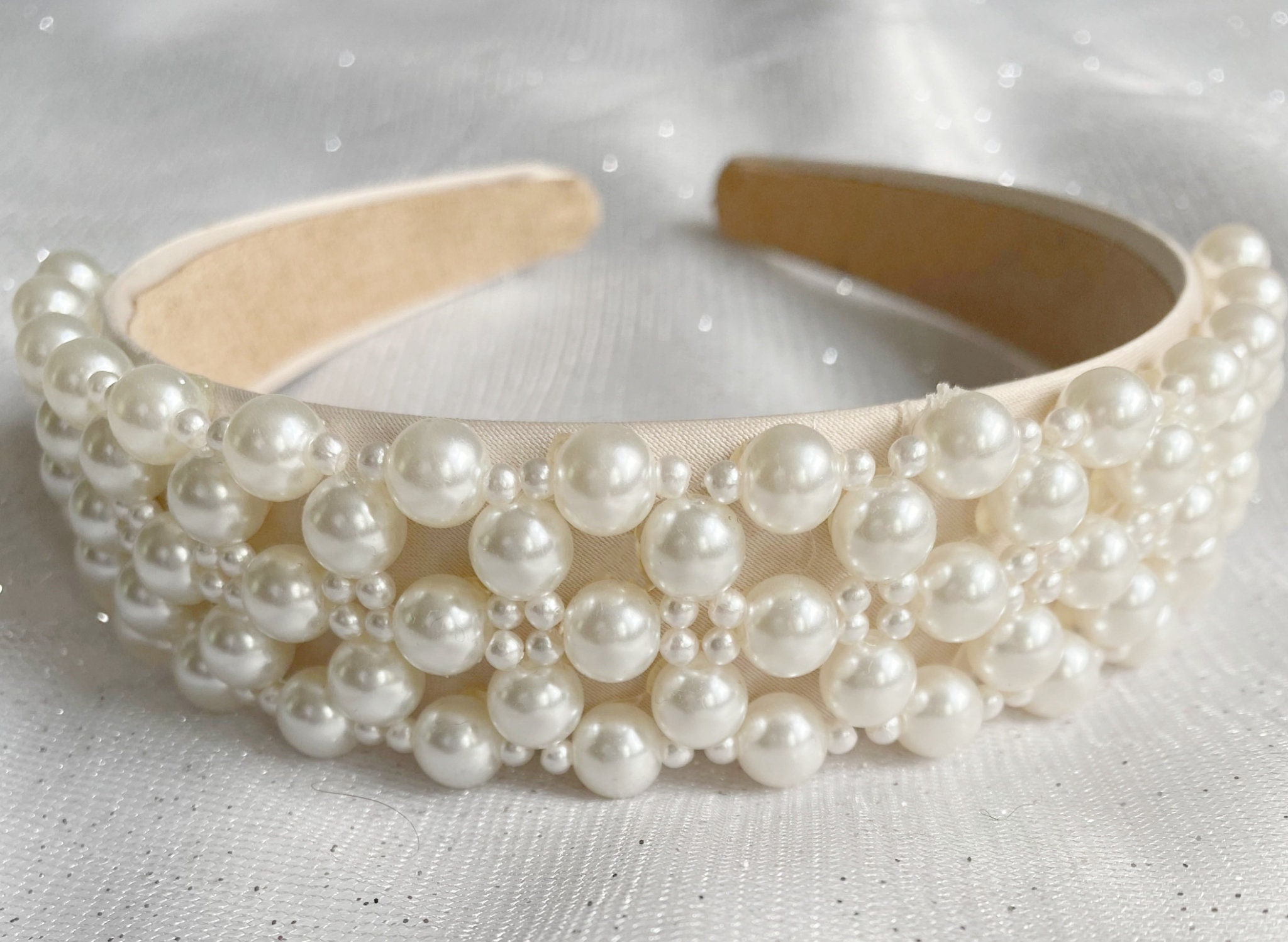 Pearl Headband Vintage Headband Pearl Hair Band Wedding Guest