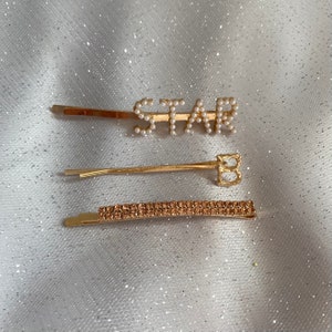 Personalised Hair Clip Gift Set Initial Hair Slide Gift Set Letter Hair Pin Custom Bobby Pin Hair Grip Gold Pearl Pink Star Love Hair Clip