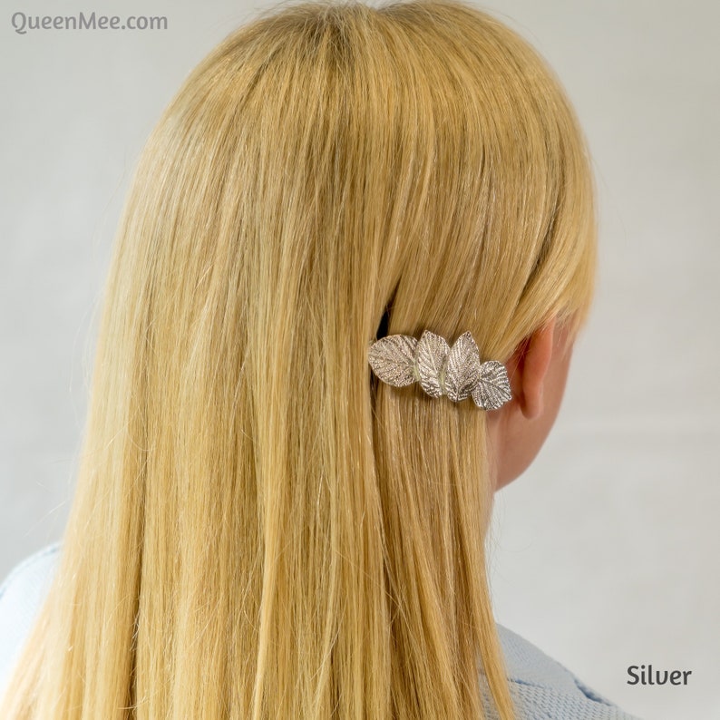 Leaf Hair Clip Gold Hair Clip Silver Hair Clasp Medium Hair Etsy