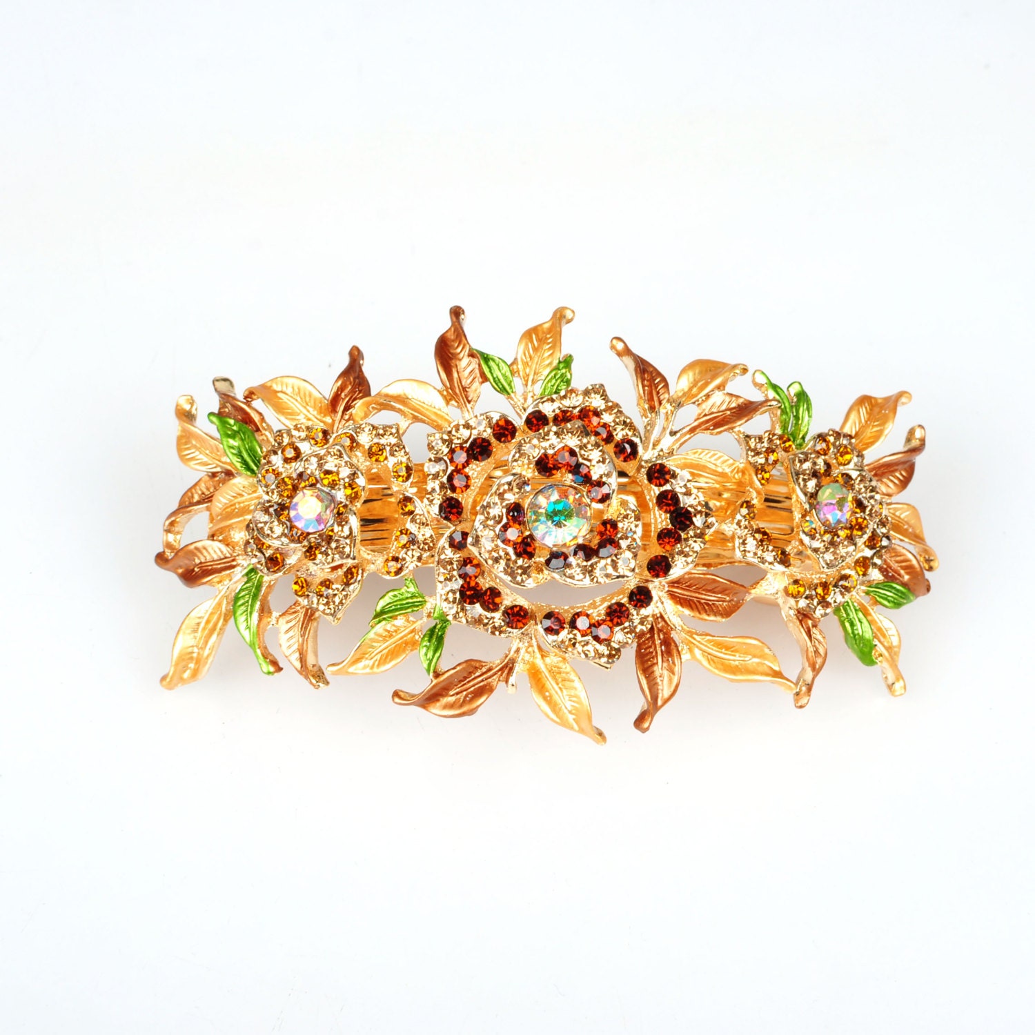 Flower Hair Clip Crystal Barrette Large Barrette Large Hair  display picture 2