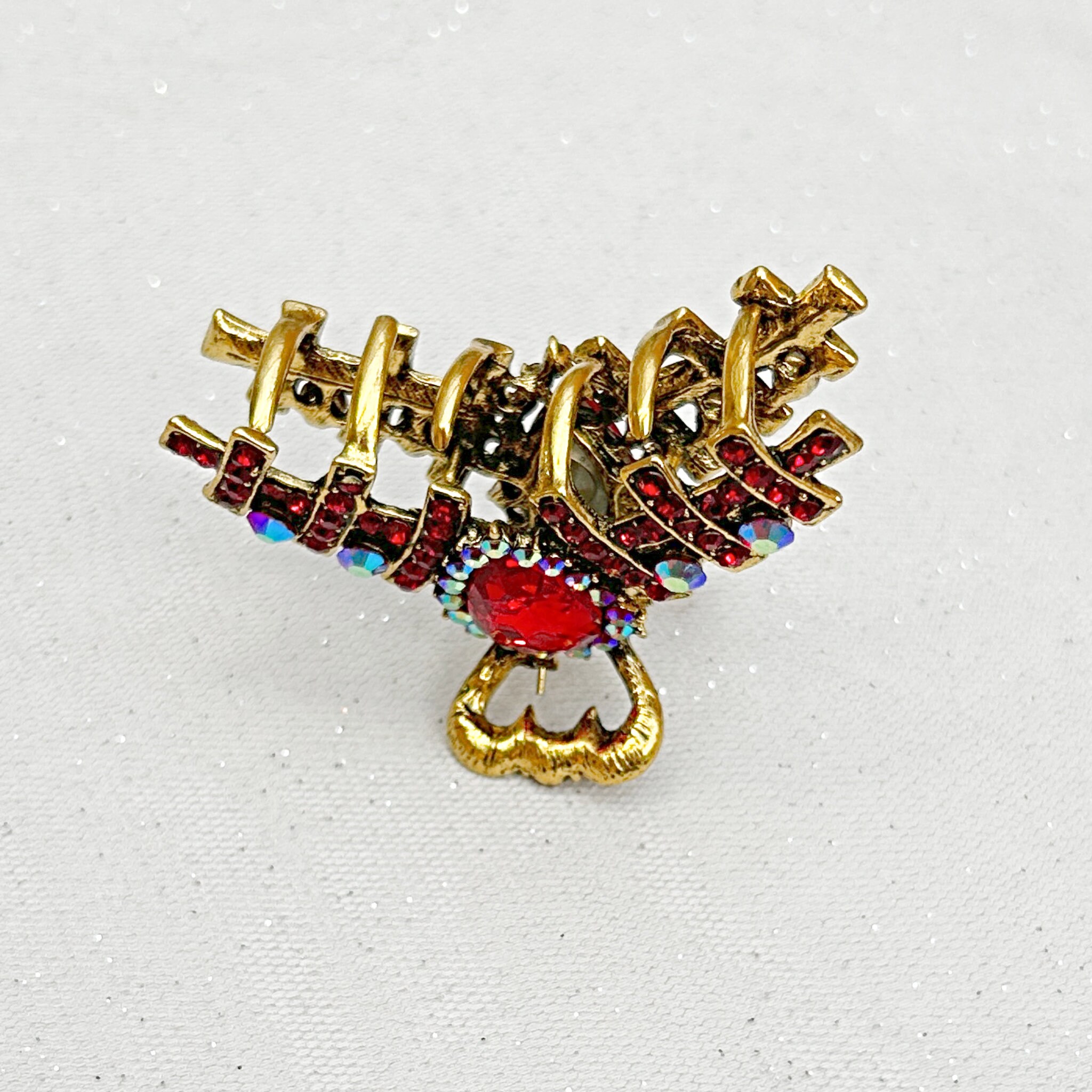 Red Hair Clip Red Claw Rhinestone Hair Claw Clip Medium Gold 
