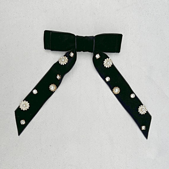 Bow Hair Clip Velvet Bow Clip Jewelled Hair Clip Jewelled  display picture 1