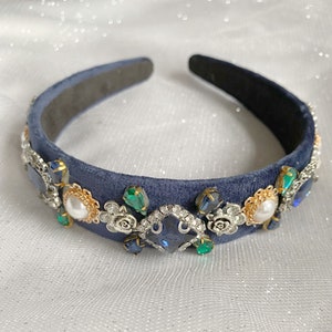Wedding Guest Headband Jewelled Headband Blue Headband Vintage - Etsy UK