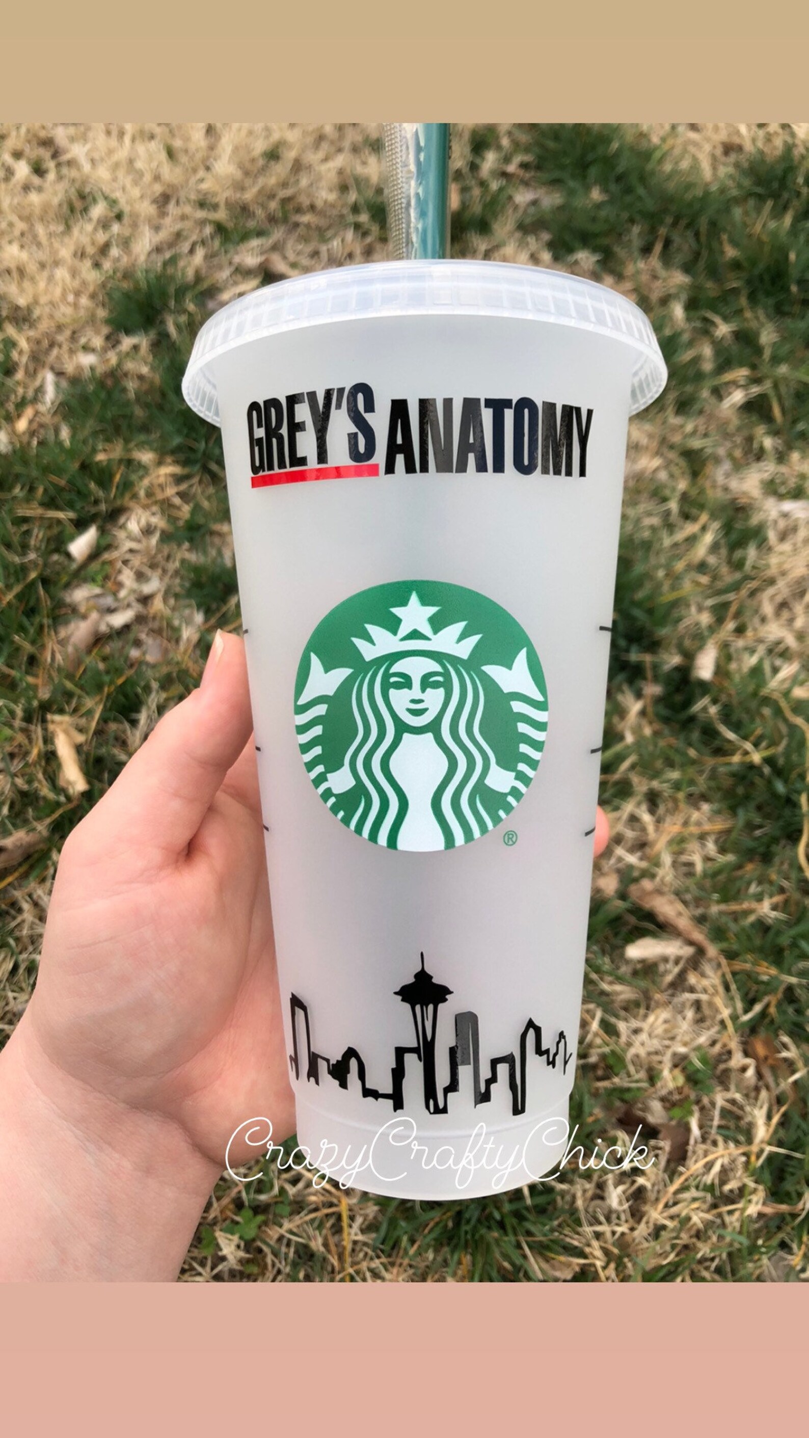 Greys inspired Starbucks cold cup iced coffee cup reusable Etsy