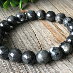 Heren 10 mm opaska natuursteen, opaska grijze, Heren natuursteen sieraad, heren cadeau, opaska Mala stretch stapel, opaska surf kralen,