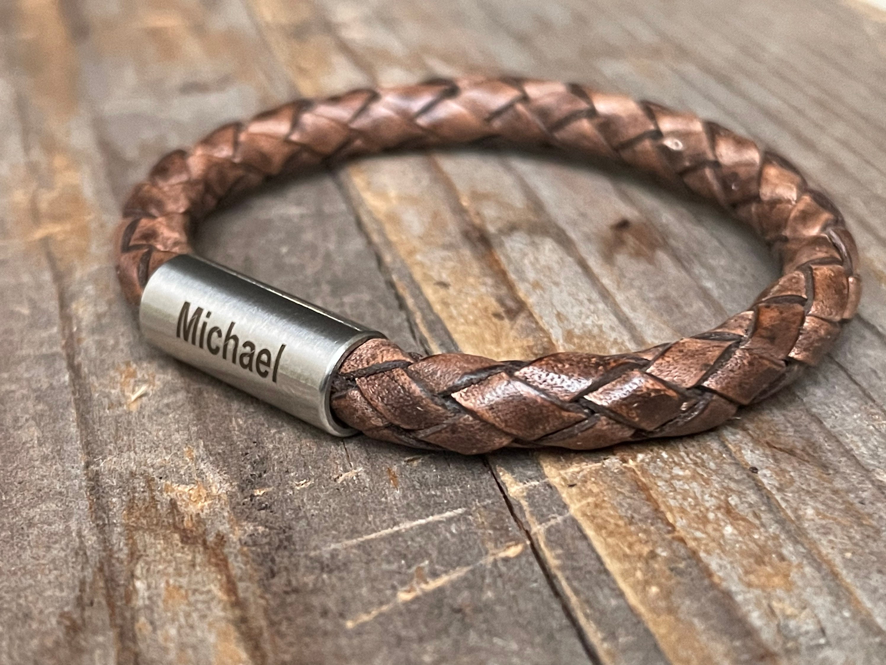 double leather bracelet monogram