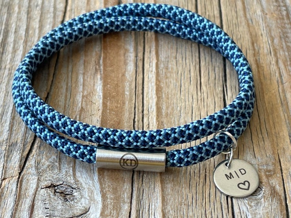 Paracord Blue Wrap Bracelet, Pendant Personalized Rope Bracelet, Cord  Bracelet, Paracord Jewelry, Cord Bracelet, Personalized Gift Idea 