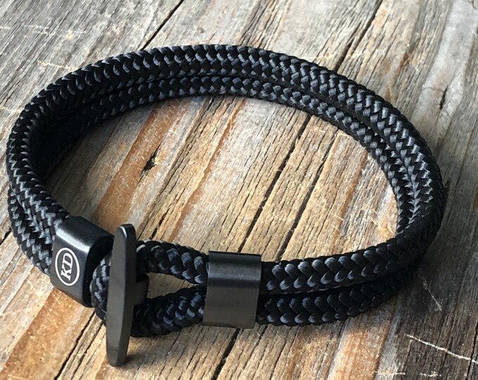 Bracelet Paracord – Bleu Marine/jaune – Boucle Noire – Survie/outdoor