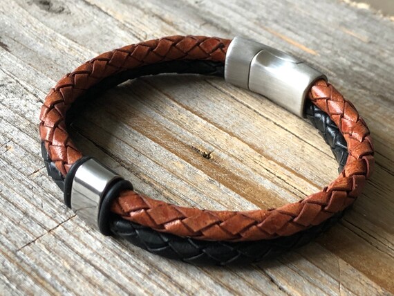 Mens leather woven bracelet online