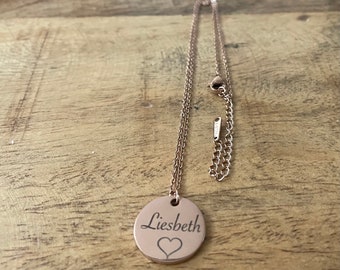 Personalized Engraving stainless steel name necklace, engraved necklace with heart,  Personalized jewelry gift, necklace with text and heart