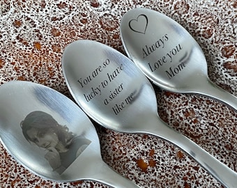 Engraved personalized spoon, spoon with own text, spoon with photo, engraved personalized gift, personalized kitchen gift, custom spoon