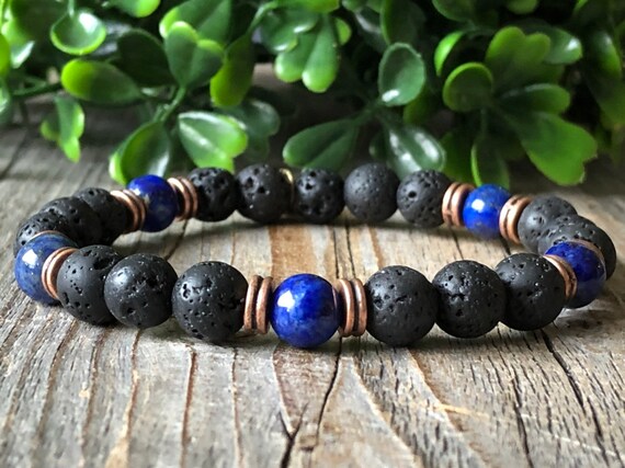 Heren natuursteen armband surf kralen armband lava stone | Etsy Heren natuursteen armband groene surf armband rock kralen | Etsy