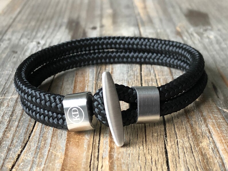 Paracord Black Nautical Bracelet Bracelet With Hook Clasp Etsy