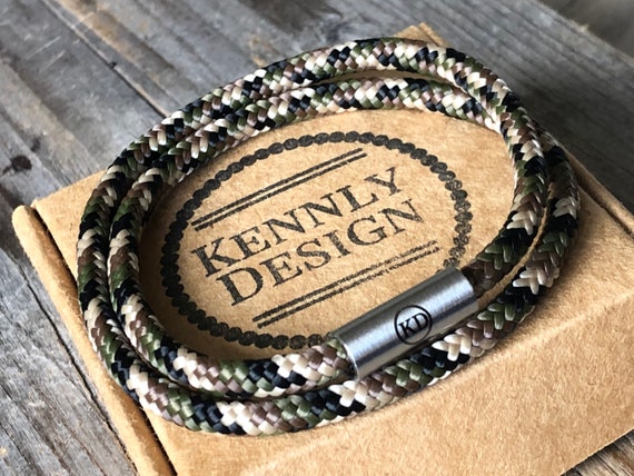 Green Camouflage Ceramic Beaded Bracelet
